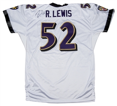 2001 Ray Lewis Game Issued and Signed Baltimore Ravens Road Jersey (Rod Woodson LOA & JSA LOA)